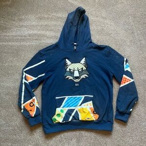BKYS Blue Wolf Embroidered Mens Hoodie